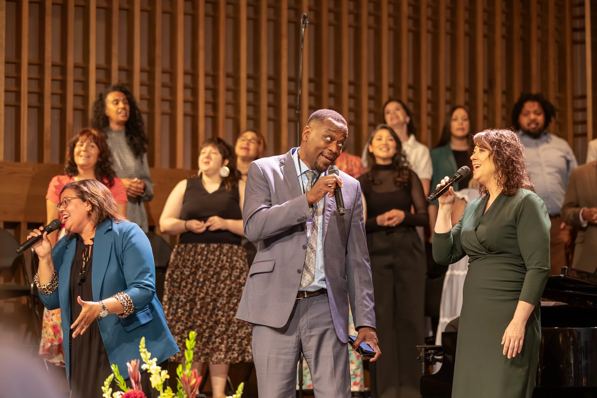 Singers leading out on stage